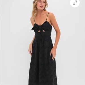 Tuckernuck- hyacinth house - black eyelet tie front sanibel midi dress